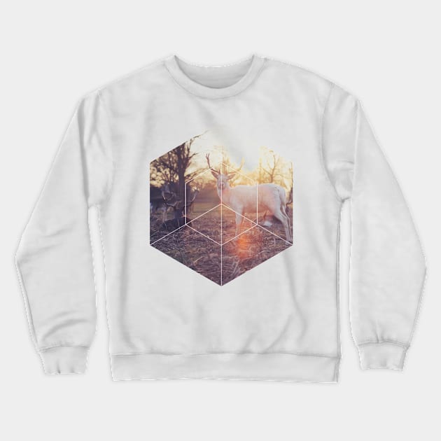 Magical Deer Geometric Photography Crewneck Sweatshirt by deificusArt